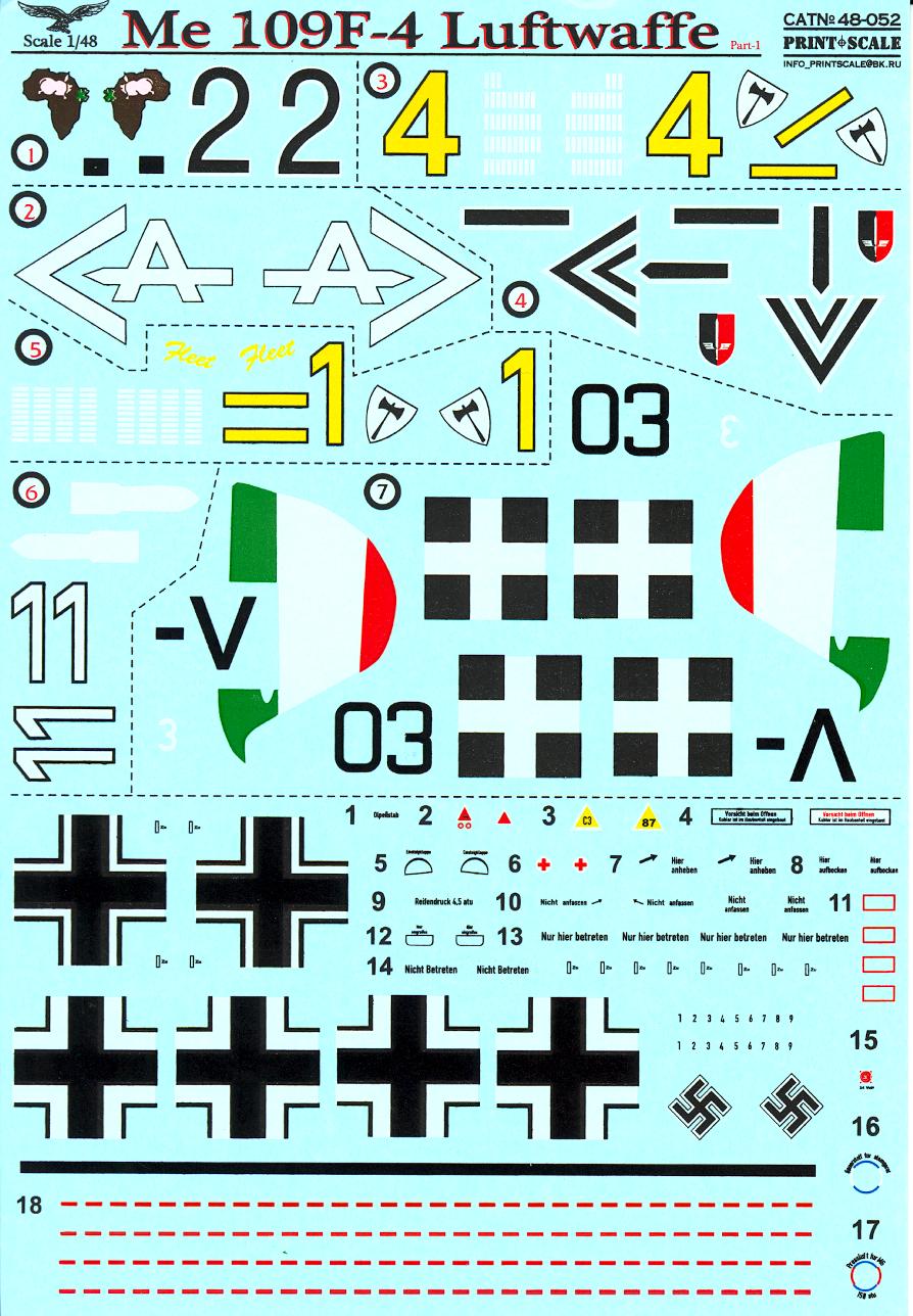 Print Scale Decals Messerschmitt Bf F Fighter Part Ebay